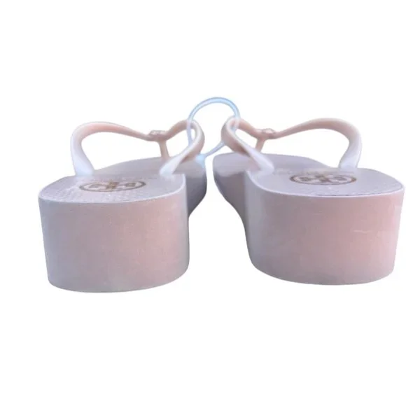 Tory Burch Wedge Flip Flops Sandals Seashell Pink Size 11 - Picture 12 of 16